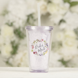 Bruidsmeisje Boho Wilde Bloemenkrans Bruiloft Acryl Drinkbeker