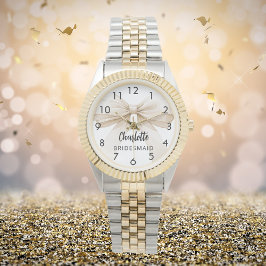 Bruidsmeisje boog beige crème naam horloge