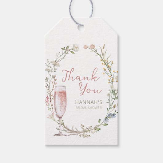 Bruidsmeisje Borrel Bloemen en Prosecco Bedankjes Cadeaulabel (Voorkant)