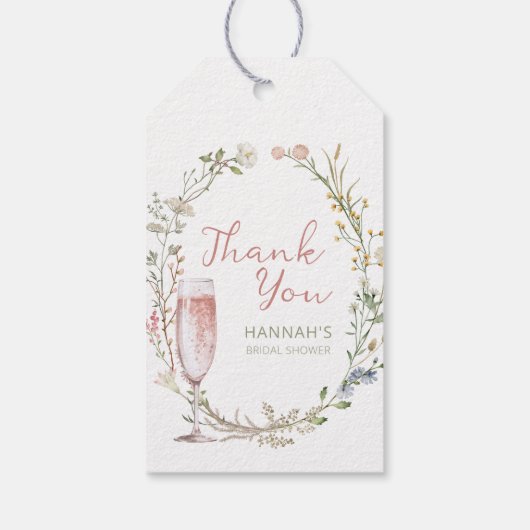 Bruidsmeisje Borrel Bloemen en Prosecco Bedankjes Cadeaulabel (Achterkant)