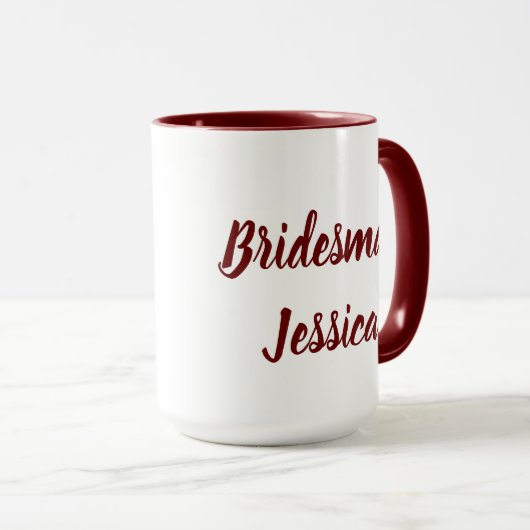 Bruidsmeisje Bourgondië Elegant Script Cadeaus Bru Mok (Voorkant rechts)