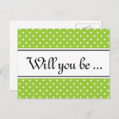 Bruidsmeisje briefkaarten | appelgroene poolpunten (Voorkant / Achterkant)