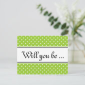 Bruidsmeisje briefkaarten | appelgroene poolpunten (Staand voorkant)