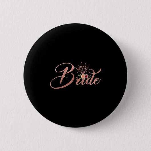 Bruidsmeisje Bruid Bruiloft Feest Cadeau Bloem Ronde Button 5,7 Cm (Voorkant)