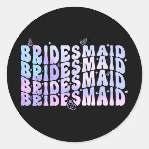 Bruidsmeisje Bruid Ik Do Crew Groovy Bachelorette Ronde Sticker