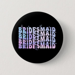 Bruidsmeisje Bruid Ik Doe Crew Groovy Bachelorette Ronde Button 5,7 Cm