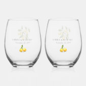 bruidsmeisje bruids partij citroen bruiloft thema wijnglas zonder voet (Achterkant)