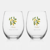 bruidsmeisje bruids partij citroen bruiloft thema wijnglas zonder voet (Voorkant)