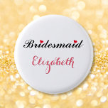 bruidsmeisje bruiloft bruids vrijgezellenfeest wit ronde button 3,2 cm<br><div class="desc">Mooie,  elegante,  leuke,  coole,  aangepaste,  gepersonaliseerde,  stijlvolle ronde pinback knop voor het bruidsmeisje voor vrijgezellenfeest,  vrijgezellenfeest,  bruiloftsfeest.</div>