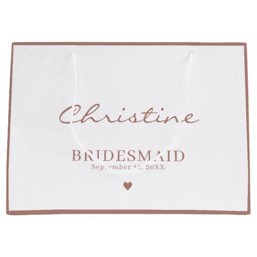 Bruidsmeisje bruiloft dank u met naam groot cadeauzakje (Voorkant)