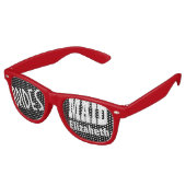 Bruidsmeisje bruiloft gunst zwart wit rood naam A0 Retro Zonnebril (Gekanteld)