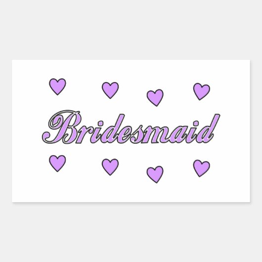 bruidsmeisje bruiloft harten rechthoekige sticker (Voorkant)