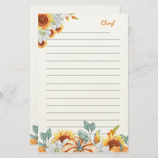 bruidsmeisje bruiloft Herfst thema cadeau Briefpapier (Voorkant / Achterkant)