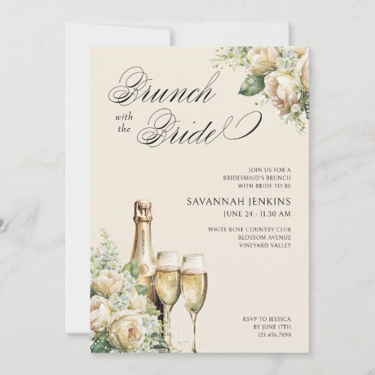 Bruidsmeisje Brunch met de bruid Champage Rozen Kaart (Voorkant)