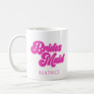 Bruidsmeisje Bubblegum Roze Retro Aangepaste Naam Koffiemok