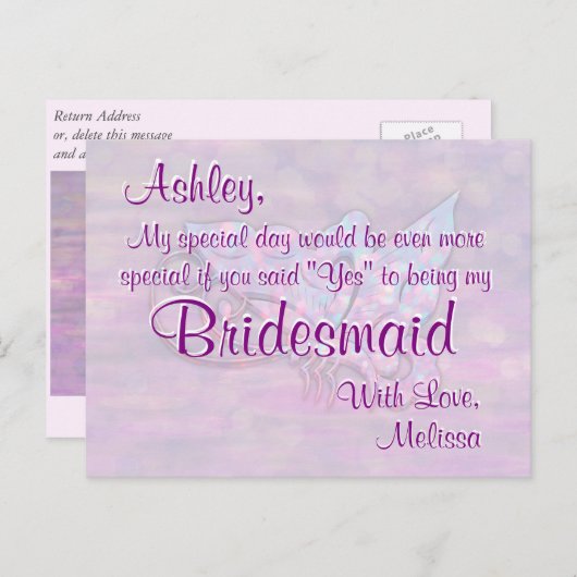 bruidsmeisje | Butterfly Bokeh Lights Briefkaart (Voorkant / Achterkant)