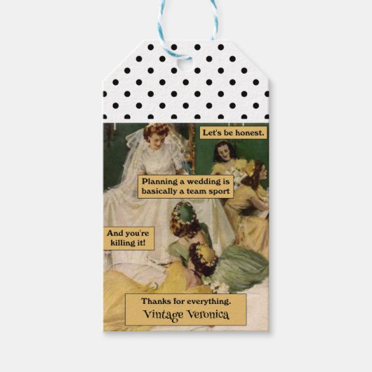 Bruidsmeisje cadeau bedankt persoonlijk vintage cadeaulabel (Voorkant)