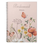 Bruidsmeisje Cadeau Elegant Blush Roze Bloemen Notitieboek (Voorkant)
