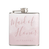 Bruidsmeisje cadeau Roze Roos Bruiloft Heupfles (Voorkant)