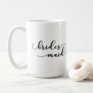 Bruidsmeisje Cadeau, Zwarte Moderne Script Typogra Koffiemok