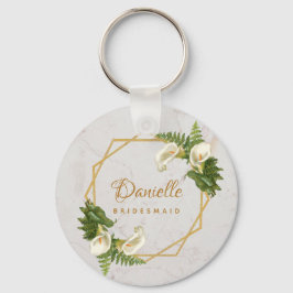Bruidsmeisje Calla lelies Marmer Goud Geometrisch Sleutelhanger
