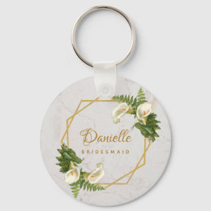 Bruidsmeisje Calla lelies Marmer Goud Geometrisch Sleutelhanger