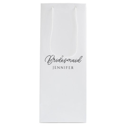 Bruidsmeisje Calligrafie Script Naam Custom Top Wijn Cadeautas (Voorkant)