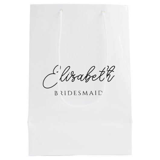 Bruidsmeisje Calligrafie Script Naam Top Custom Medium Cadeauzakje (Achterkant)