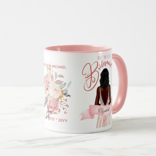 Bruidsmeisje Caricatuur Aanzoek Bedankt Aangepast Mok (Voorkant rechts)