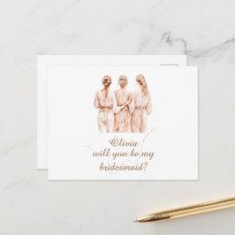 Bruidsmeisje champagne silhouet Voorstel Briefkaart