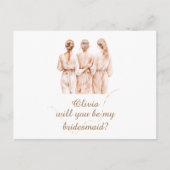 Bruidsmeisje champagne silhouet Voorstel Briefkaart (Voorkant)