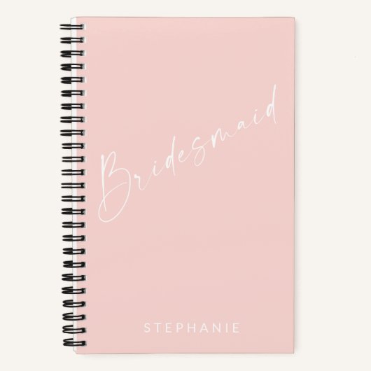 Bruidsmeisje Chic Minimalist Gepersonaliseerde Blu Notitieboek (Voorkant)