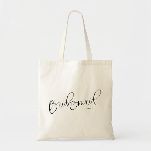 Bruidsmeisje Chic Script Persoonlijke Boodschappen Tote Bag (Voorkant)