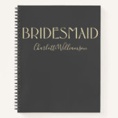 Bruidsmeisje Chic Zwarte Gouden Typografie Naam Br Notitieboek (Voorkant)