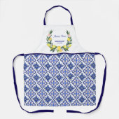 Bruidsmeisje Citroen Blauwe Italiaanse Tegels Brui Schort (Voorkant)