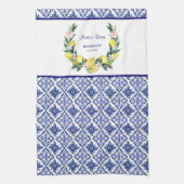 Bruidsmeisje Citroen Blauwe Italiaanse Tegels Brui Theedoek (Verticaal)