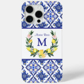 Bruidsmeisje citroenen blauwe Italiaanse tegels br Case-Mate iPhone Case (Achterkant)