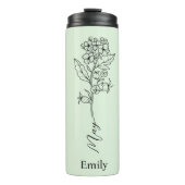 Bruidsmeisje Custom Name May Birth Flower Hawthorn Thermosbeker (Voorkant)