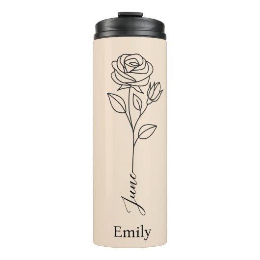 Bruidsmeisje Custom Name Roos juni Geboortebloem Thermosbeker (Voorkant)