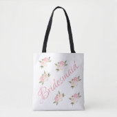 Bruidsmeisje Cute Roze Bloemendruk Schrift Tote Bag (Voorkant)