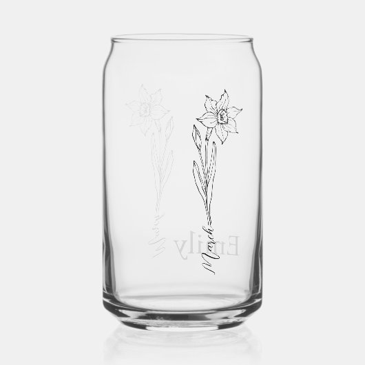 Bruidsmeisje Daffodil Maart Geboorte Maand Bloem Blikvorm Glas (Achterkant)