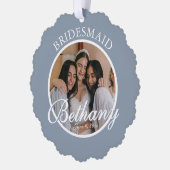Bruidsmeisje Dank Je Geschenk Bruiloft Ornament Kaart (Links)
