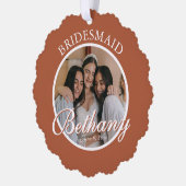 Bruidsmeisje Dank Je Geschenk Bruiloft Ornament Kaart (Links)