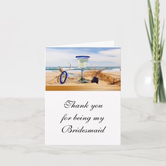 Bruidsmeisje Dank Je Kaart Strand Bruiloft (Voorkant)