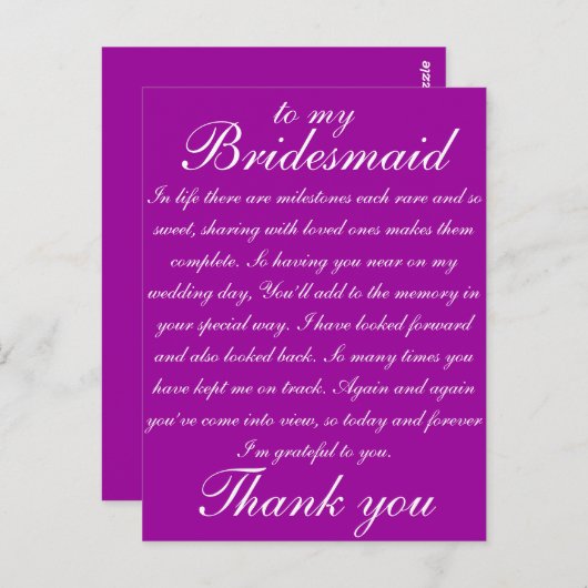 Bruidsmeisje Dank u Briefkaart