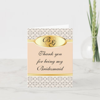 Bruidsmeisje dank u kaart perziken en crème