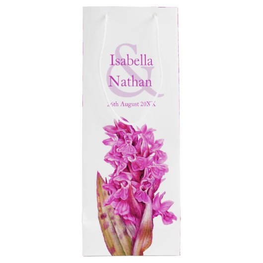 Bruidsmeisje dank u roze orchidee bruiloft gunst wijn cadeautas (Achterkant)