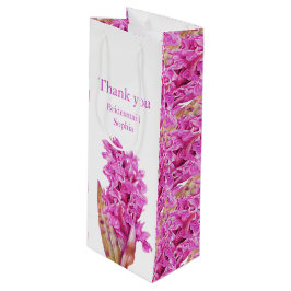 Bruidsmeisje dank u roze orchidee bruiloft gunst wijn cadeautas