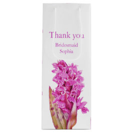 Bruidsmeisje dank u roze orchidee bruiloft gunst wijn cadeautas