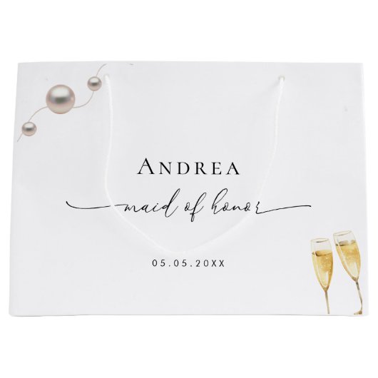 Bruidsmeisje Dankjewel Parels en Prosecco Groot Cadeauzakje (Voorkant)